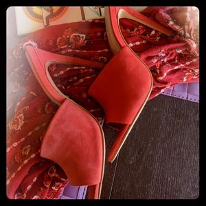 Aldo open toe bright red heels
